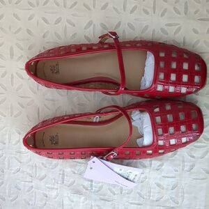 Women’s Lorelei Woven Mary Jane Red Flats by wild fable